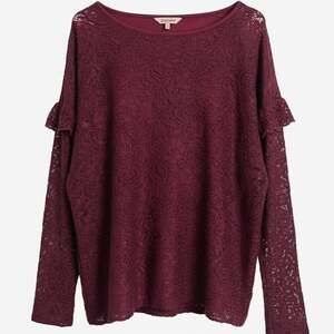 Juicy Couture Women’s XXL Burgundy Lace Long Sleeve Top Sheer Layered Blouse
